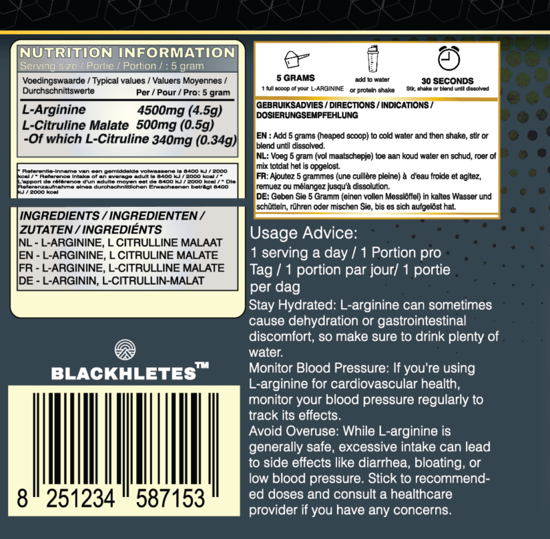 L-Arginine + L-Citrulline - Nitric Oxide Powerhouse - Afbeelding 7